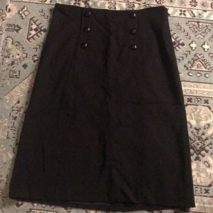 Black, knee length, high waisted skirt
